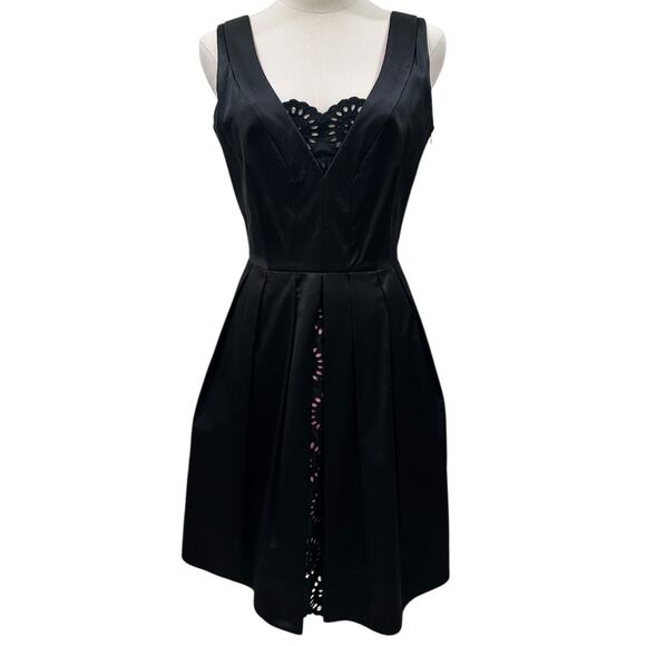 Diane von Furstenberg Black Satin Cocktail Fit & Flare Mini Dress - Picture 7 of 7